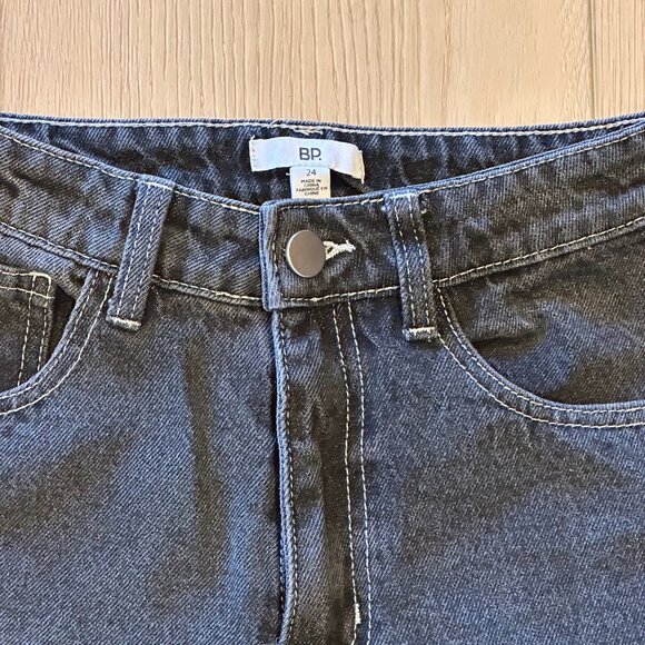 BP. - Faded Black Wash - Contrast Stitch Wide Leg Carpenter Jeans - 24 - Picture 6 of 8